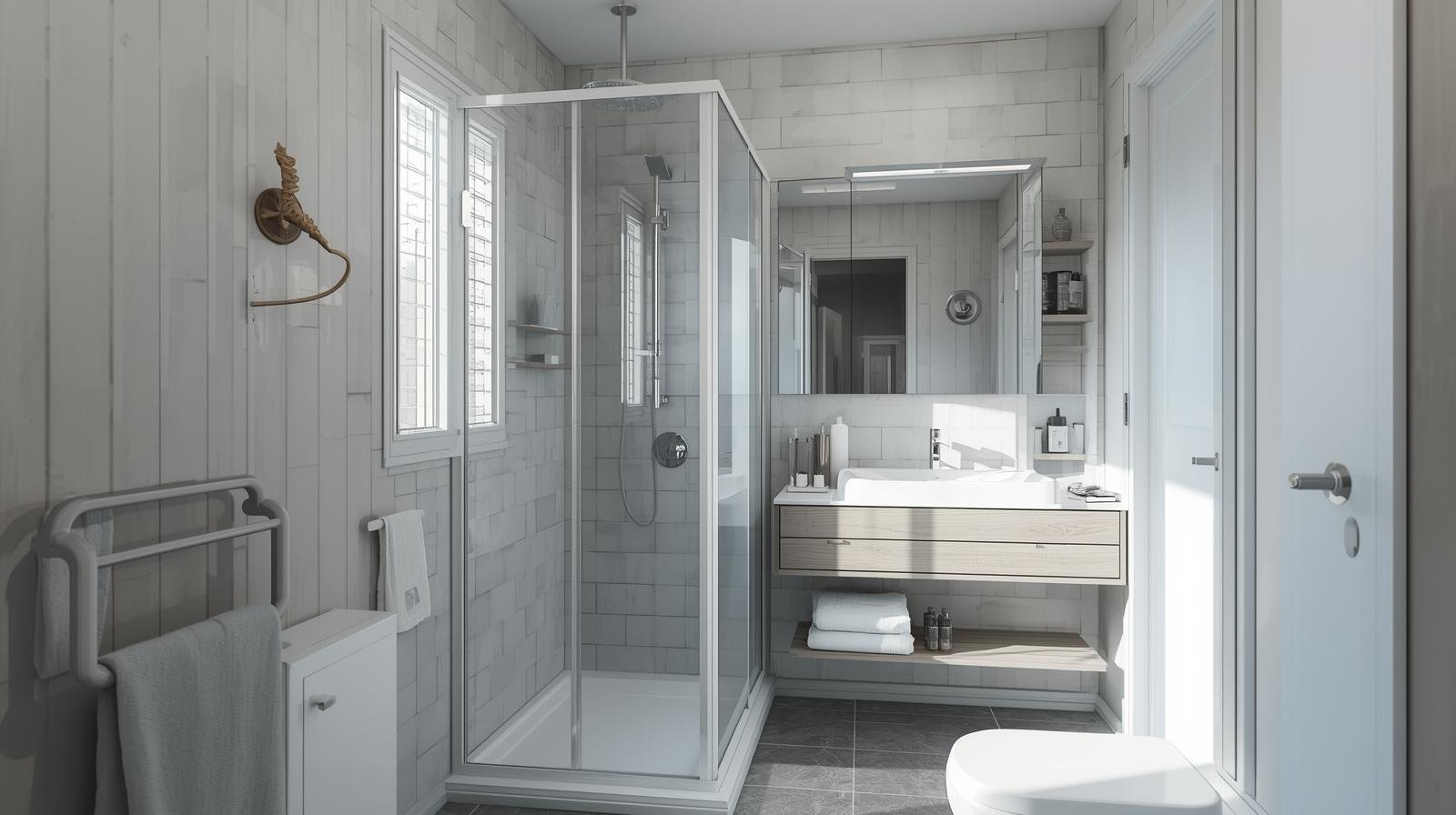 Compact wet room design in a small bathroom