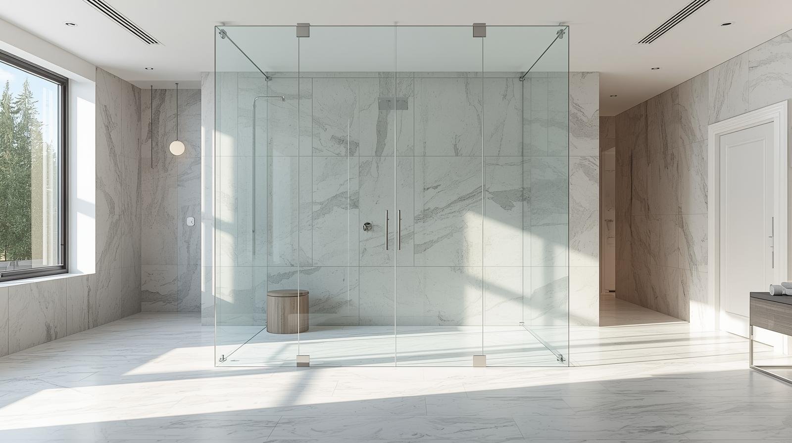 Completely frameless glass shower door