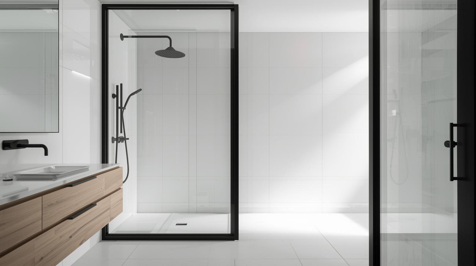 Matte black shower fixtures