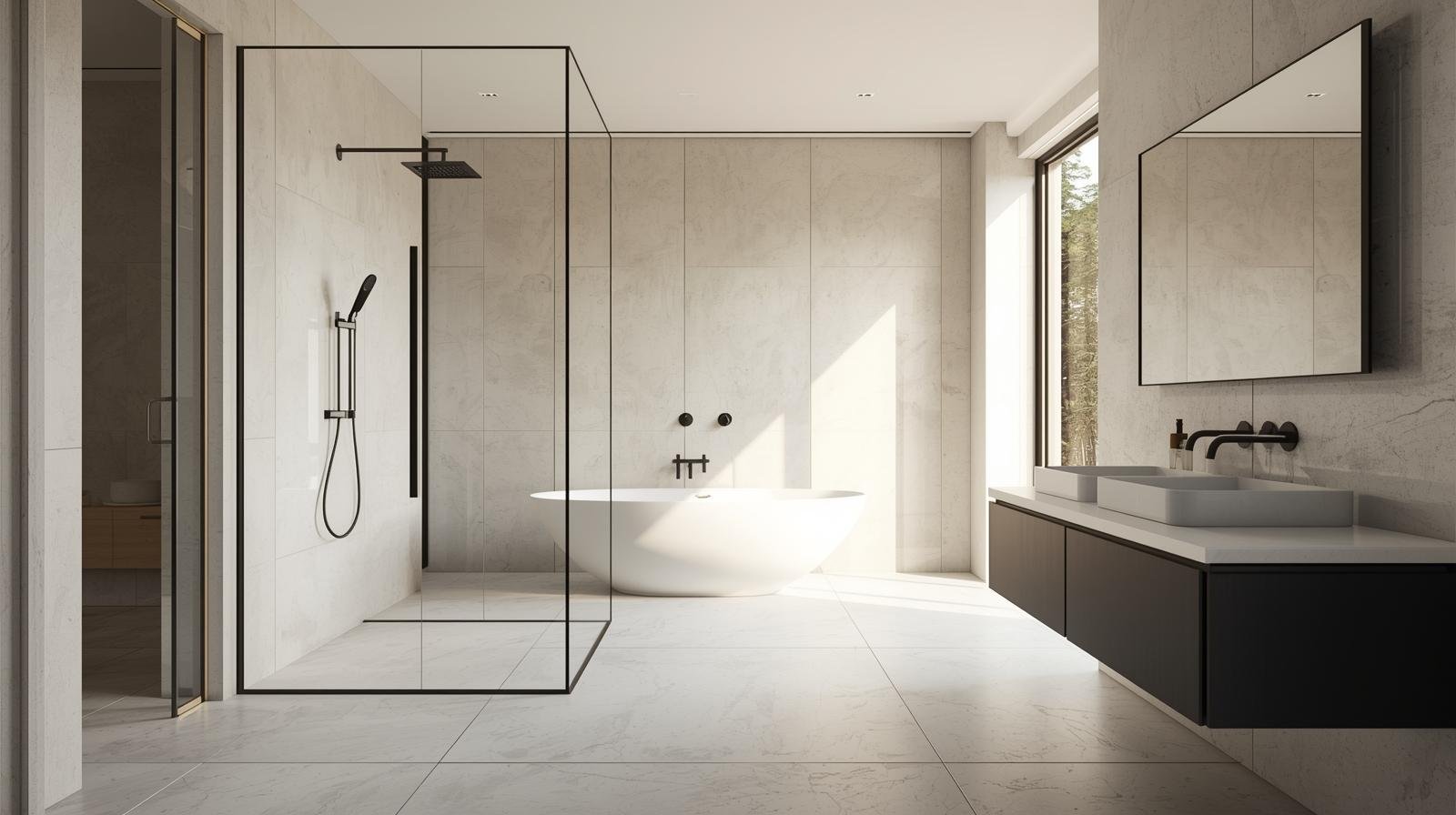 Minimalist handle on a shower door