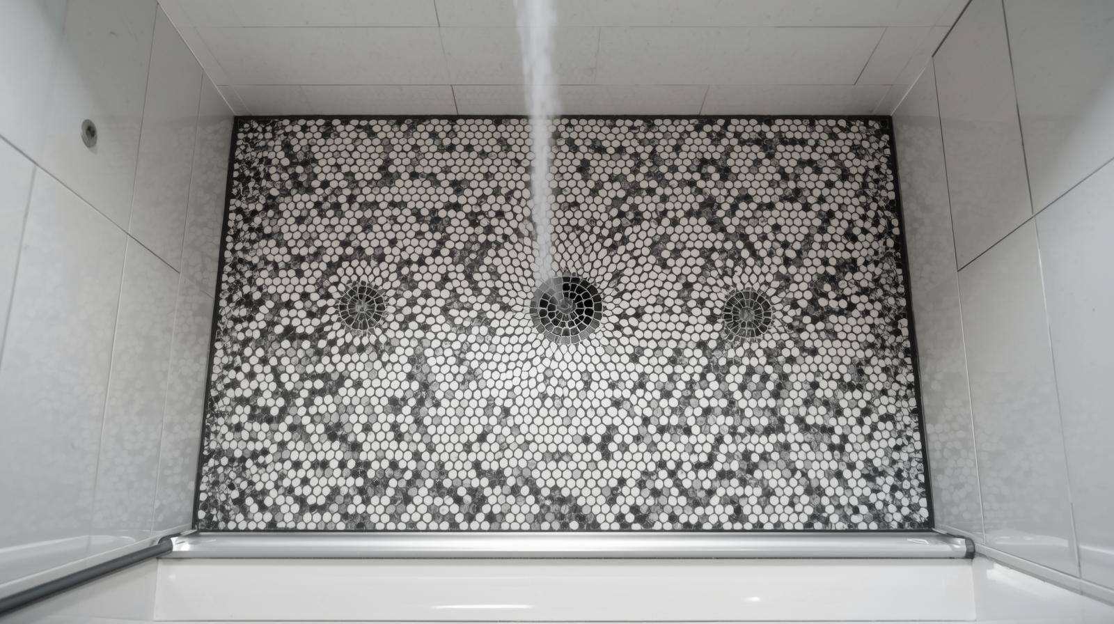 Penny tile shower floor