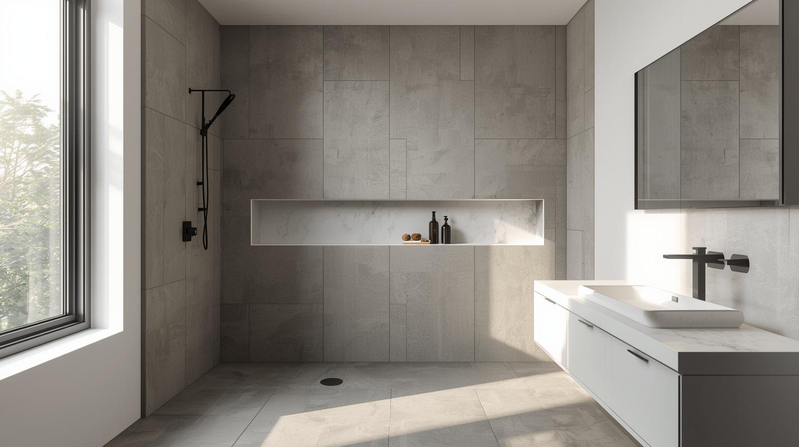 Recessed shower niche for storage