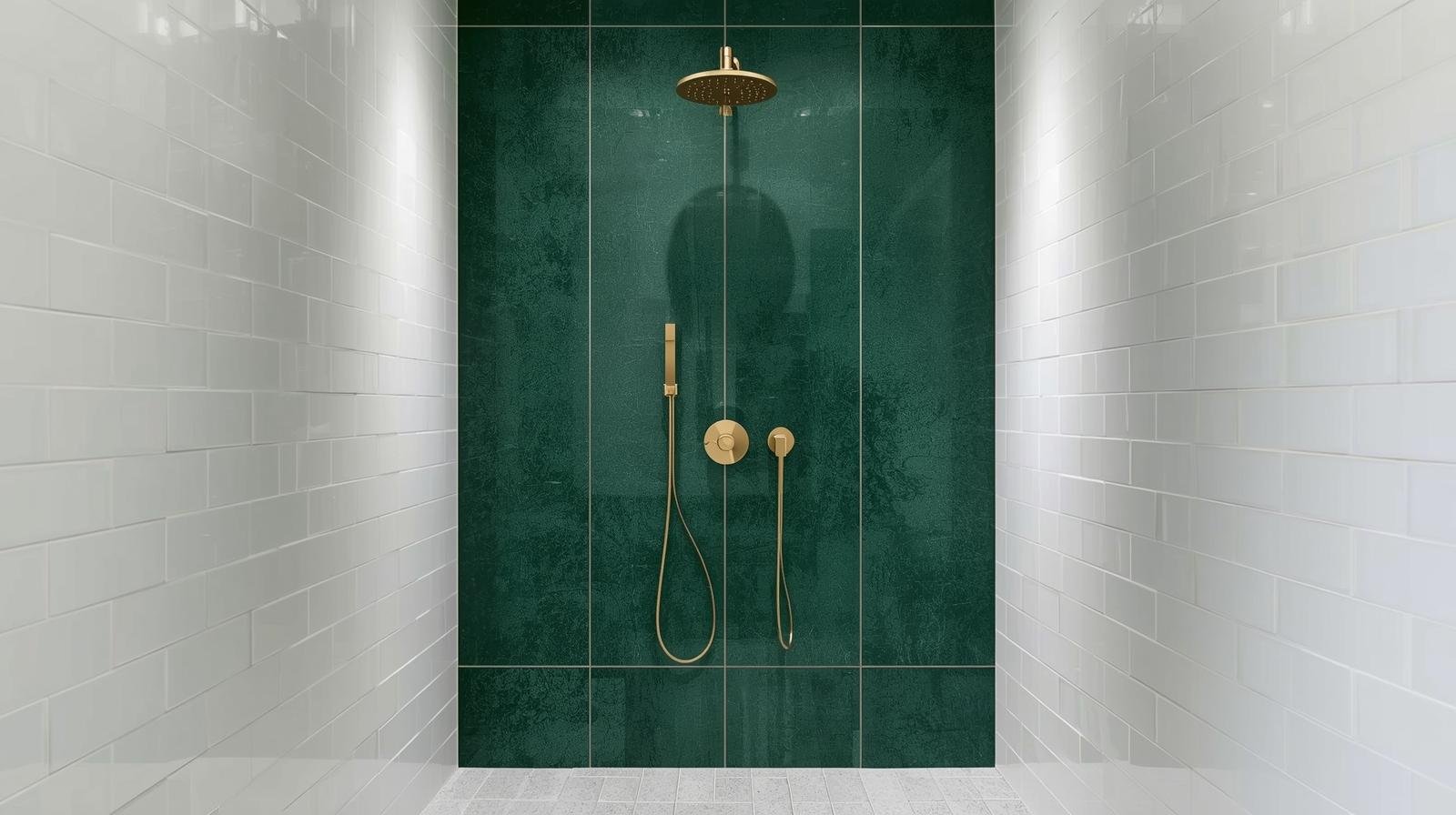 Shower with a single, bold accent wall