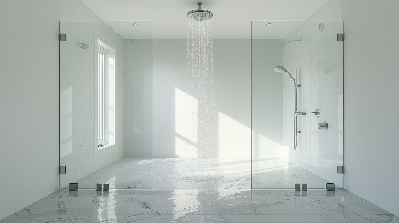 Water-repellent coating on shower glass