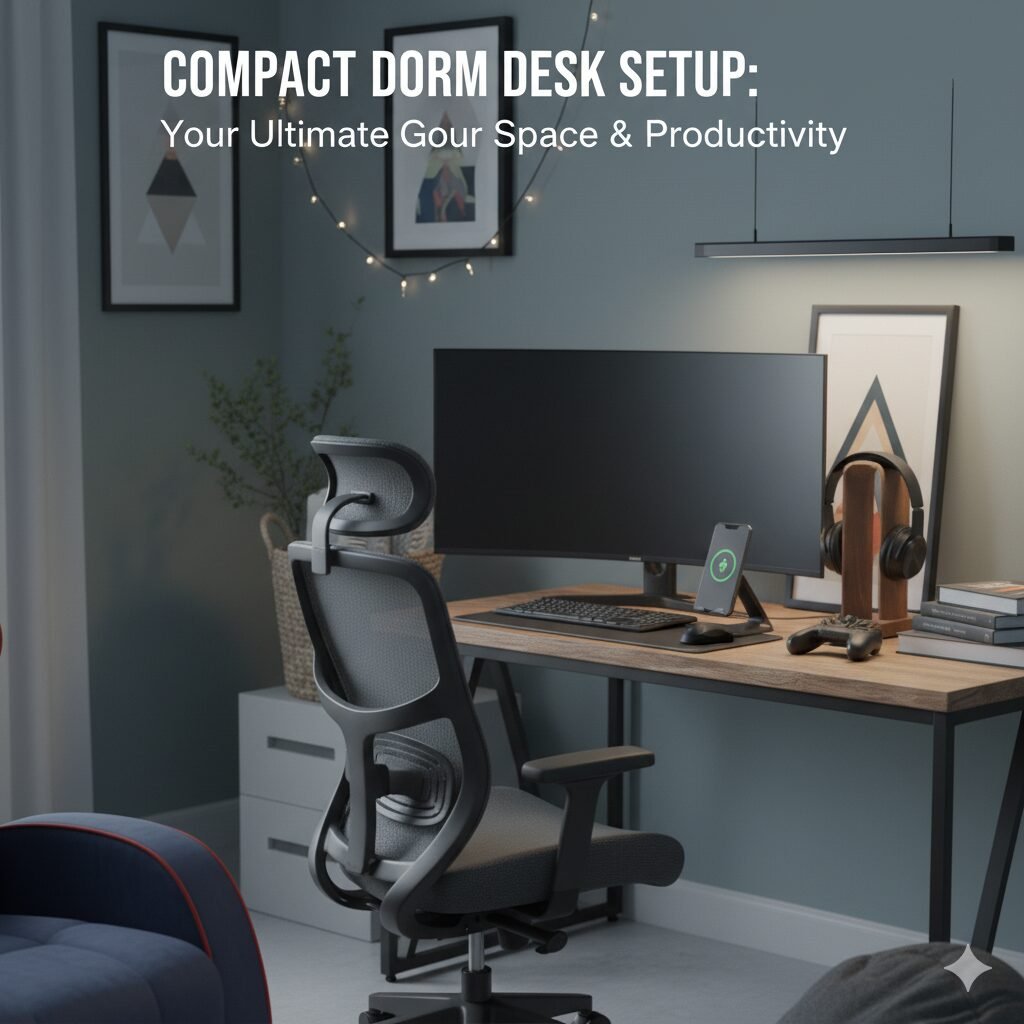 compact dorm desk setup