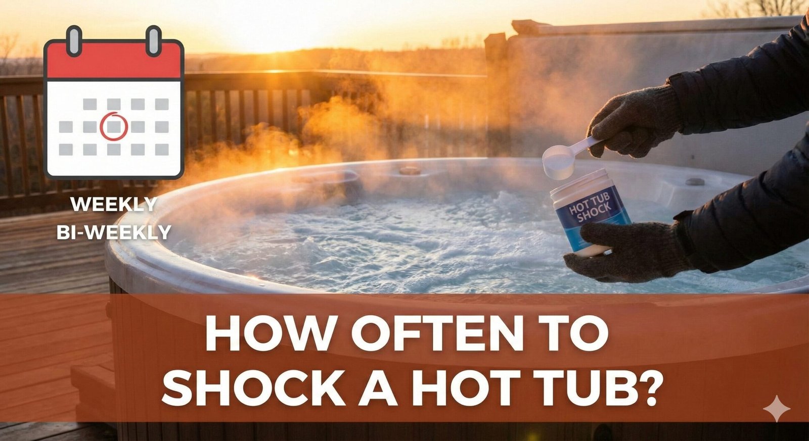 Person adding granular shock to foaming hot tub water