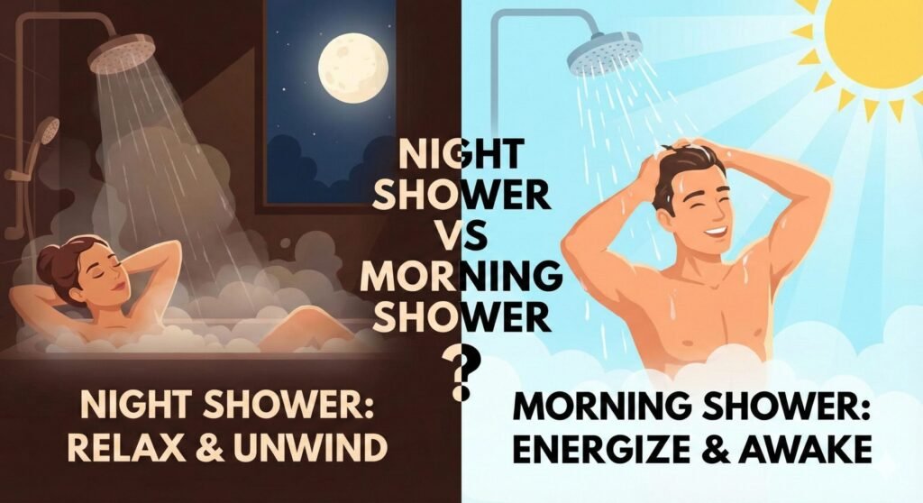 night shower vs morning shower