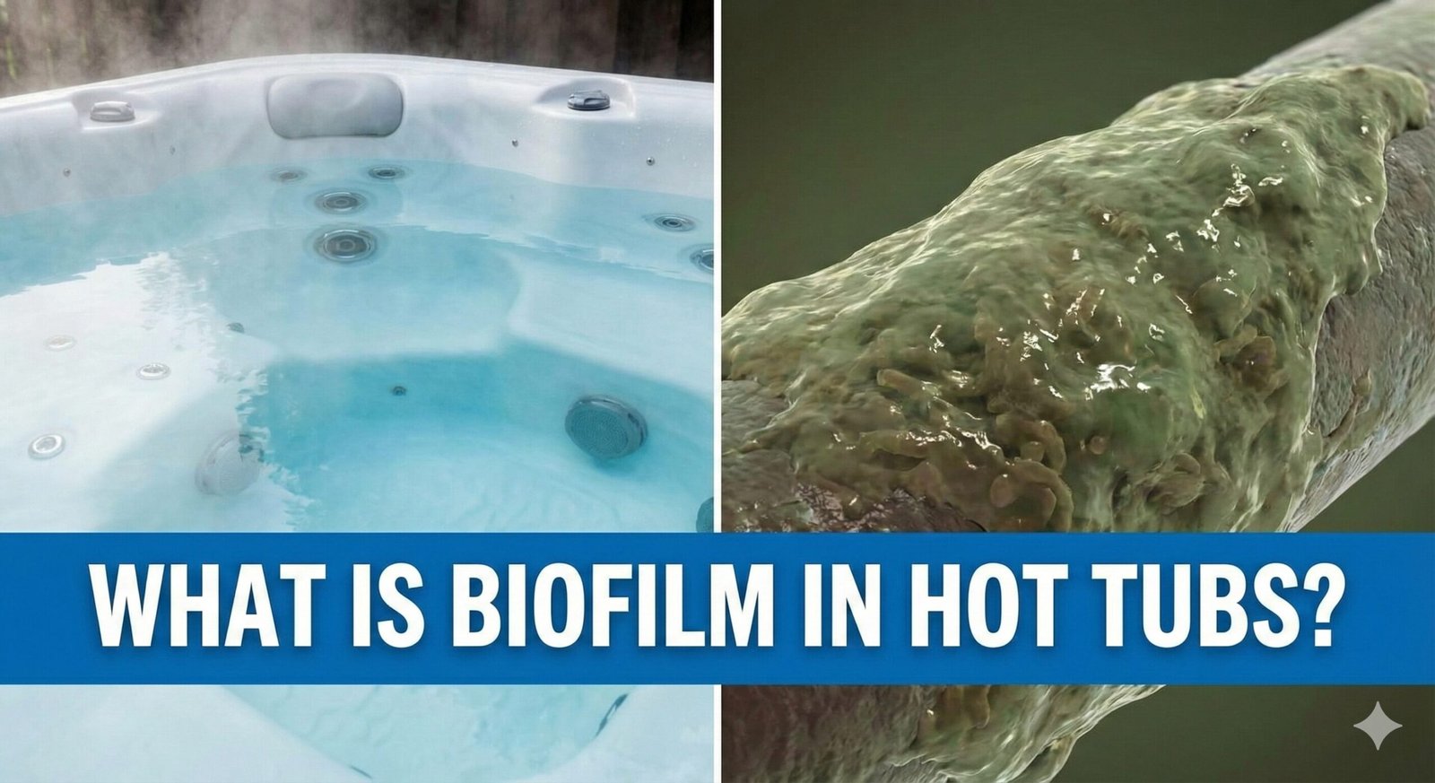 Diagram of biofilm buildup inside hot tub plumbing pipes
