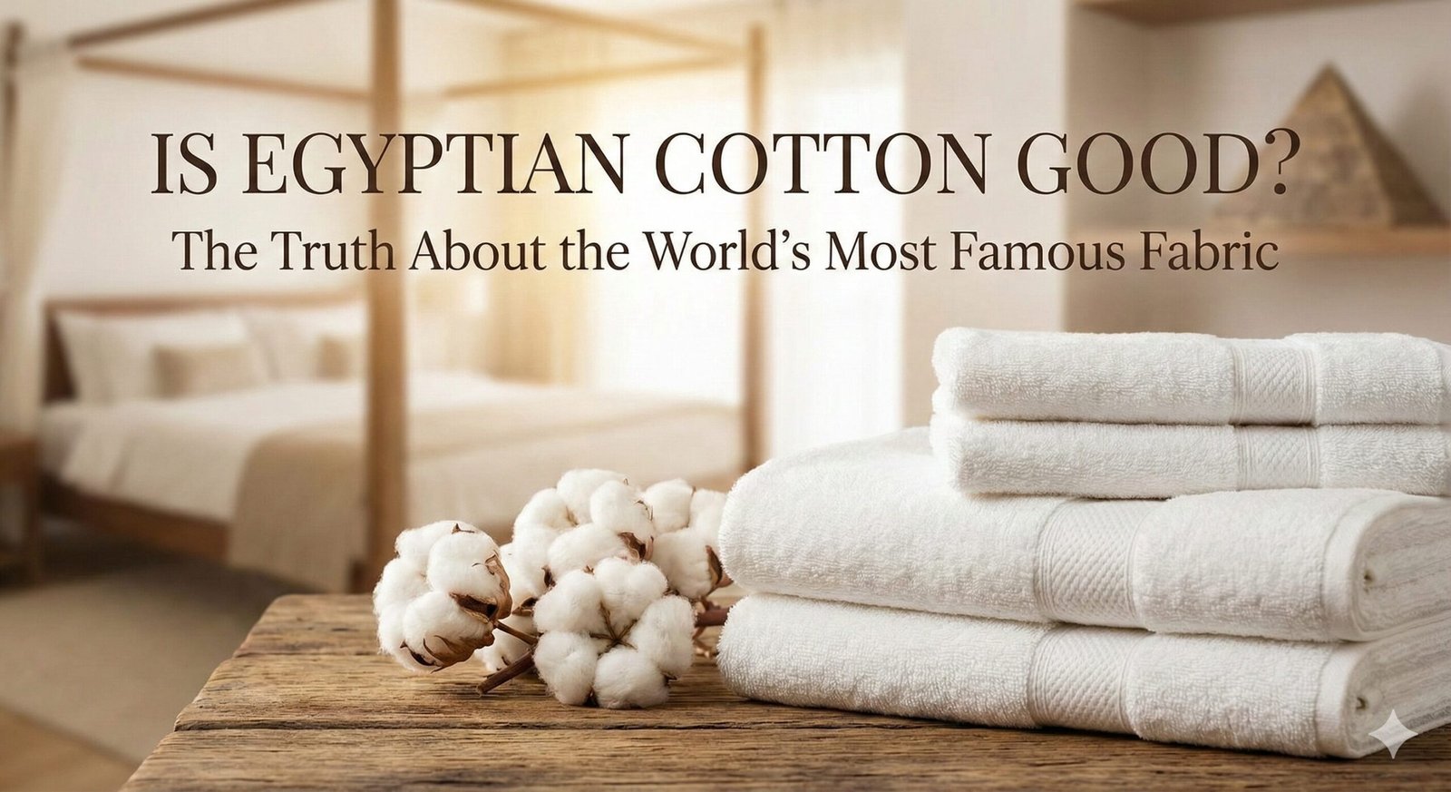 Crisp white luxury Egyptian cotton sheets on a bed