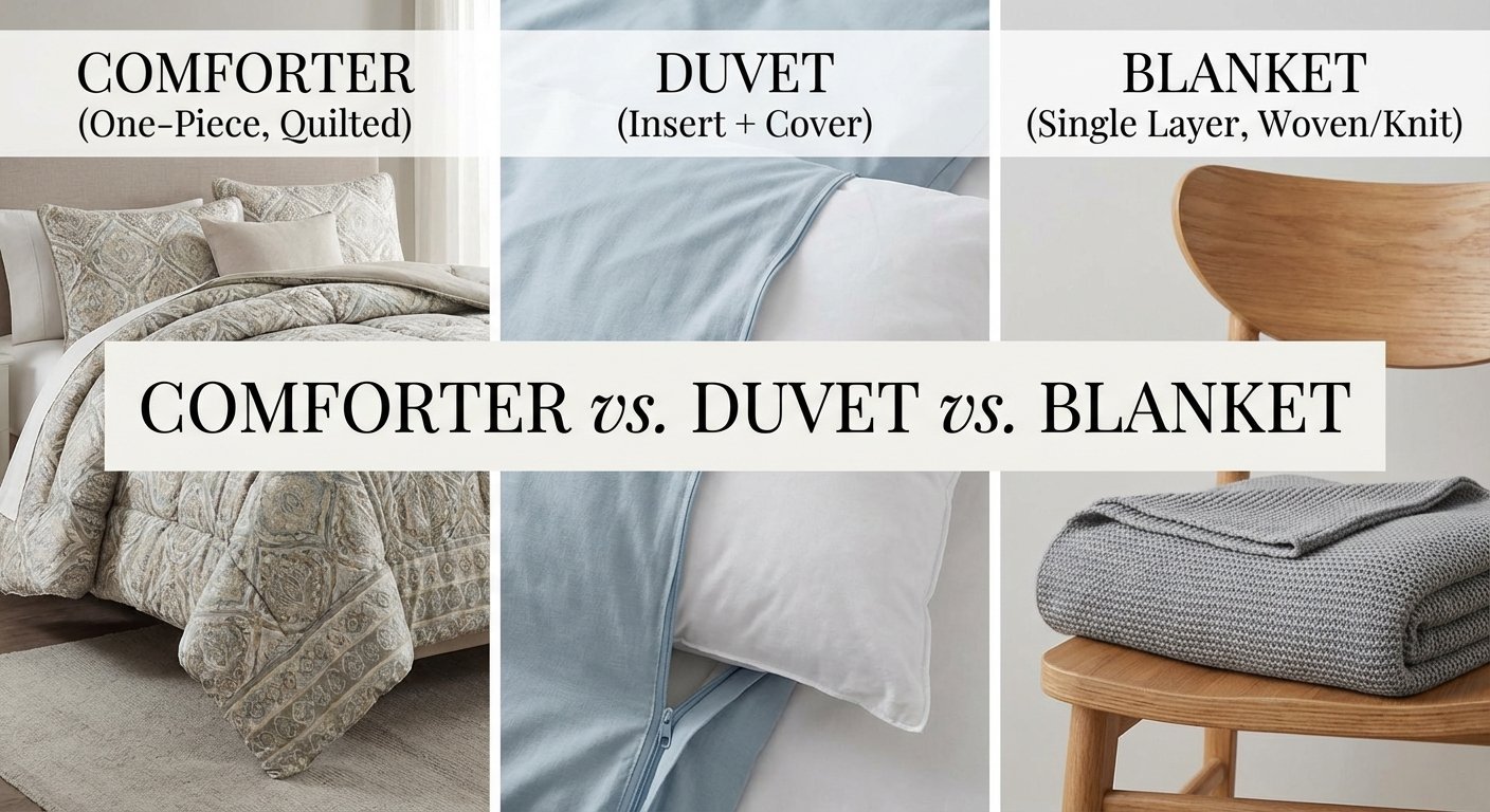 Comforter vs Duvet vs Blanket 