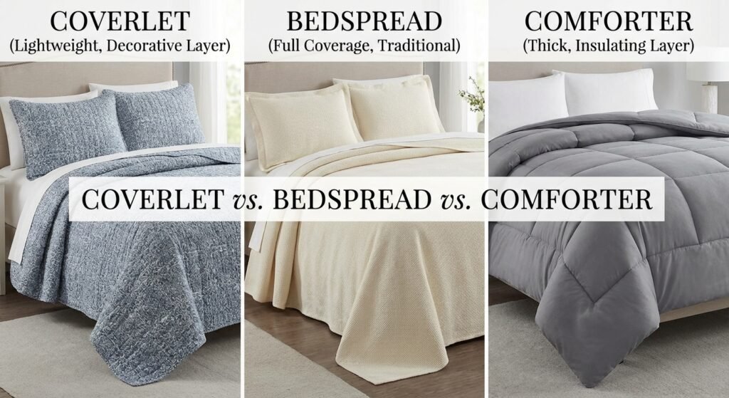 coverlet vs bedspread vs comforter