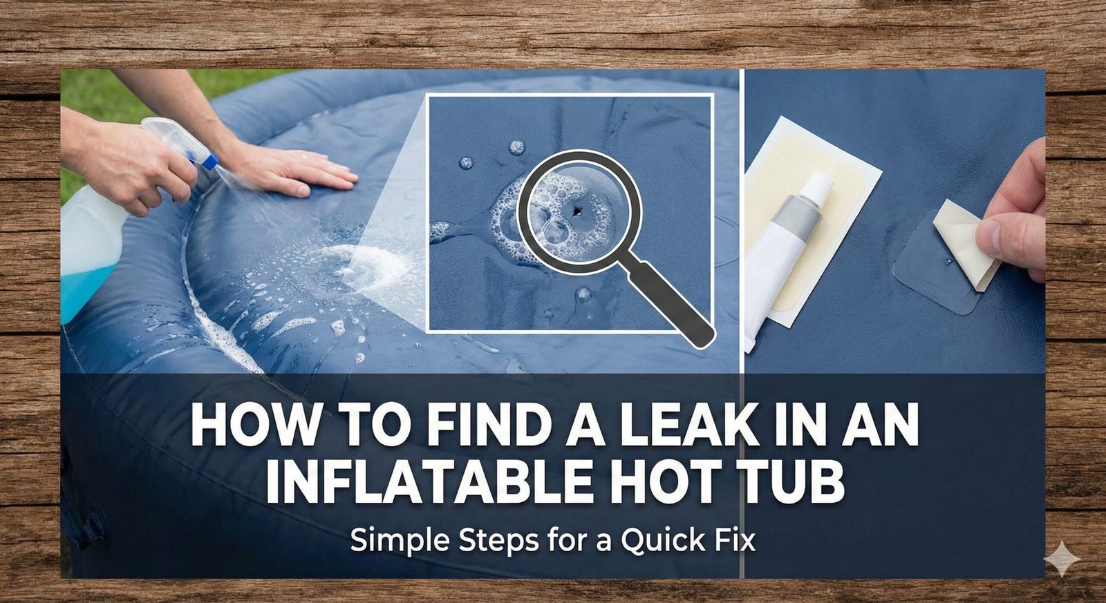 Finding a leak in inflatable hot tub with soapy water