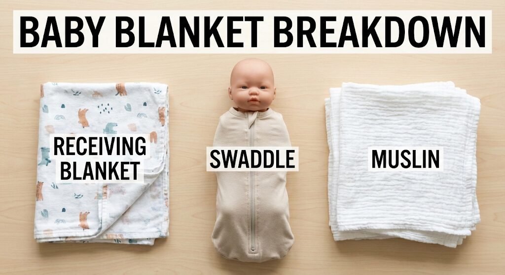 receiving blanket vs swaddle vs muslin