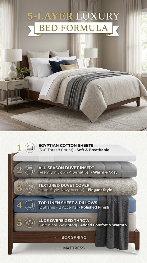 How to Layer Bedding Like a Luxury Hotel (5-Layer Formula!)