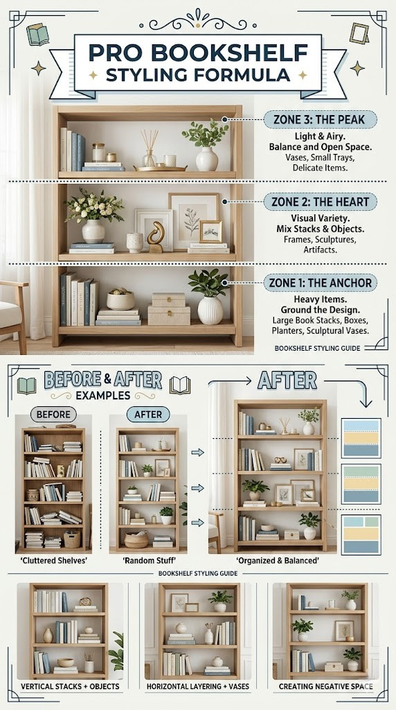 Style a Bookshelf Like a Pro: The 3-Zone Formula That Always Works
