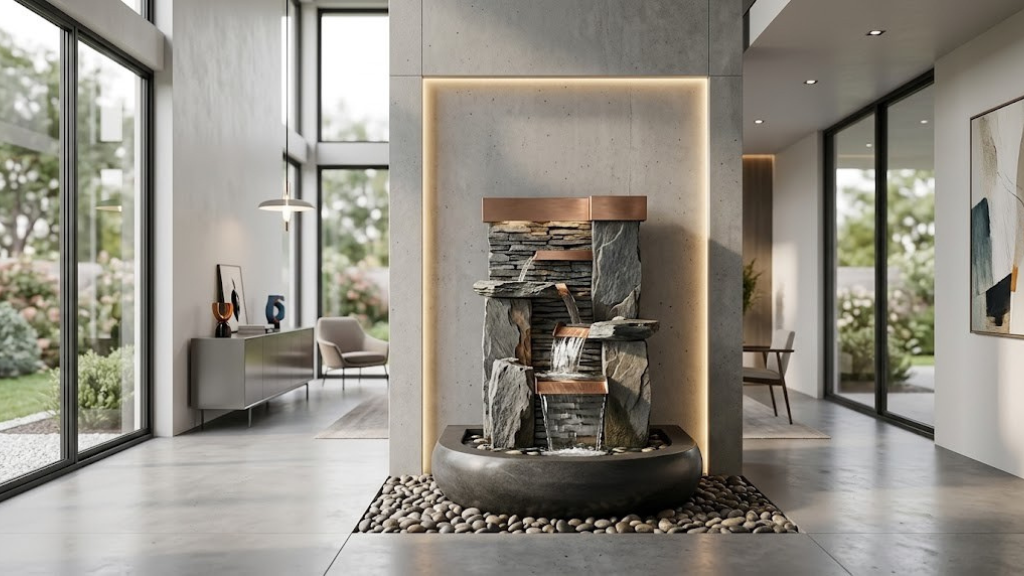 Elegant indoor water fountain in modern home