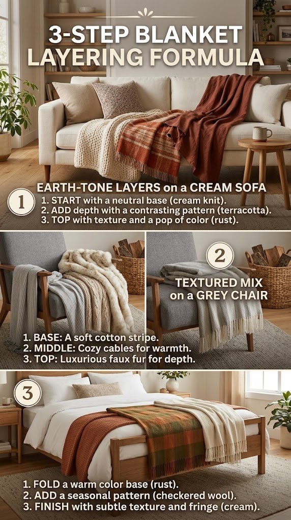 How to Layer Throw Blankets Like an Interior Designer (3 Easy Steps!)