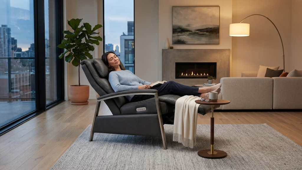 Luxury zero gravity recliner in modern living room